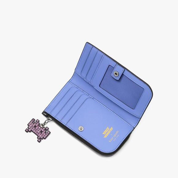 Space Invaders X Kate Spade Glitter Patent Small Slim Bifold Wallet KI755 - Picture 3 of 15